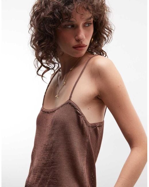 Monki Brown Festival Crochet Cami Top Co-Ord