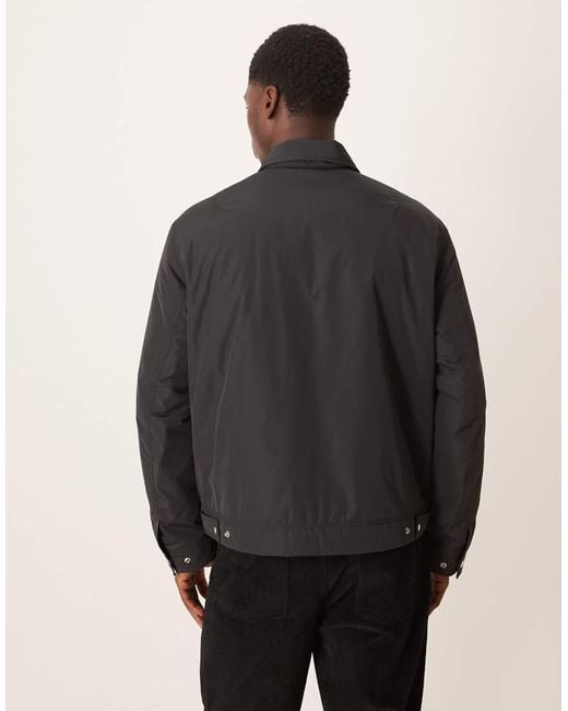 ARKET Black Nylon Minimal Jacket With Zip Front for men