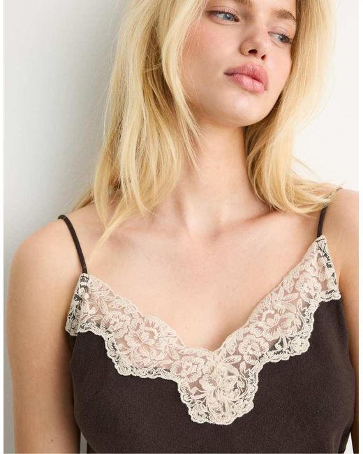 Stradivarius Black Short Rustic Lace Dress