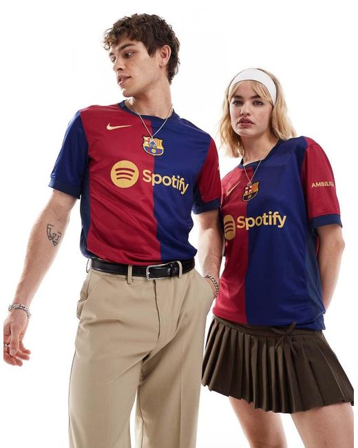 Camisa Roja Y Azul De La Primera Equipacion Del Fc Barcelona 2024 25 De Nike Football de hombre de color Rojo Lyst
