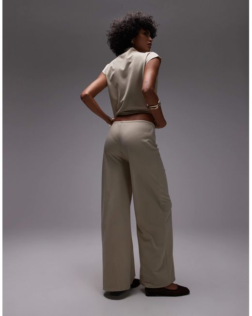 Pantalon large d'ensemble noué à la taille en polyamide - beige Mango en coloris Gray