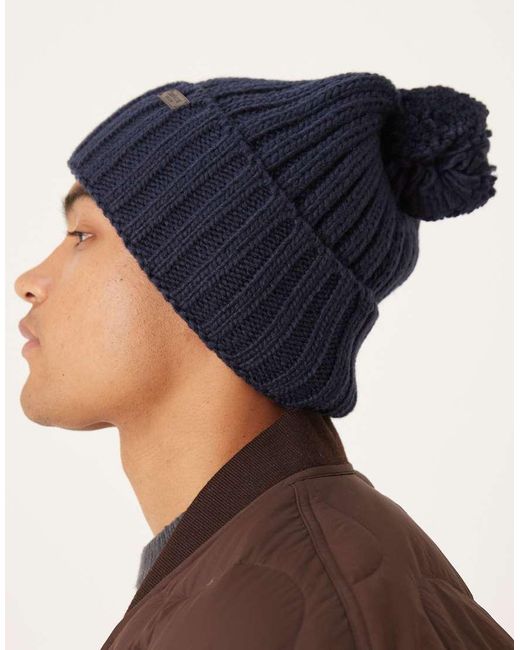 Barbour Blue Kelson Pom Beanie Hat for men