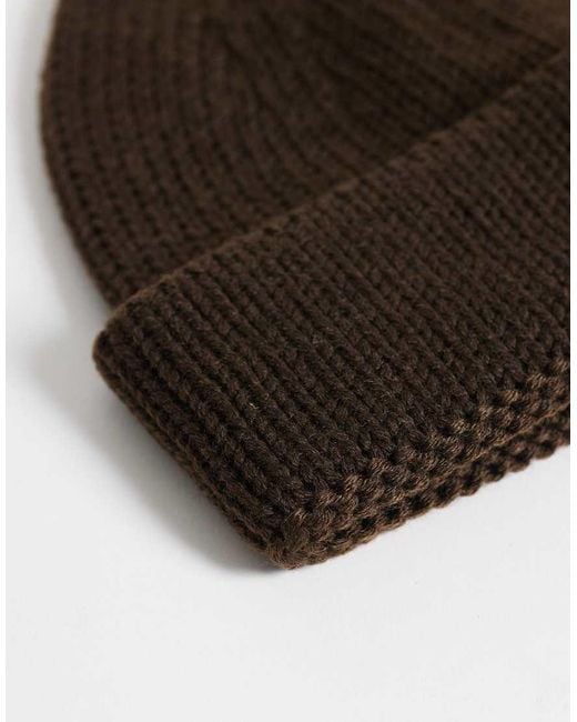 ASOS Black Knitted Rib Mini Fisherman Beanie for men