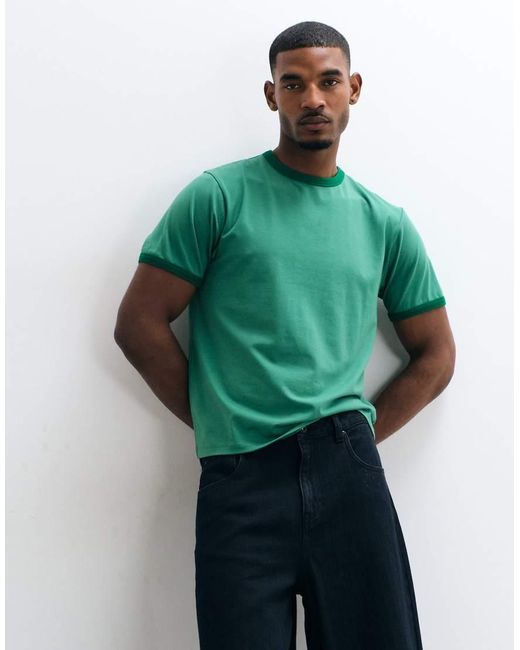 ASOS Green Regular Fit T-shirt With Contrast Ringer for men