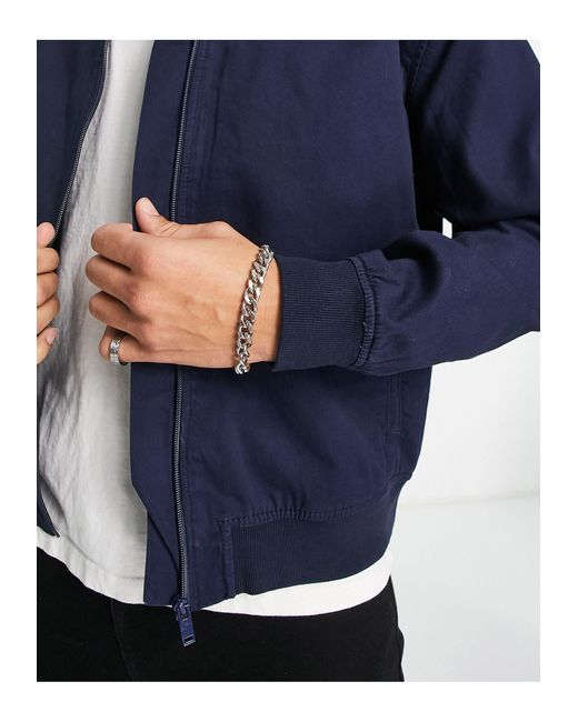 New Look Blue Twill Bomber Jacket for men