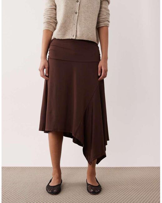 Nia Natural Vine Midaxi Slinky Ruffle Detail Skirt