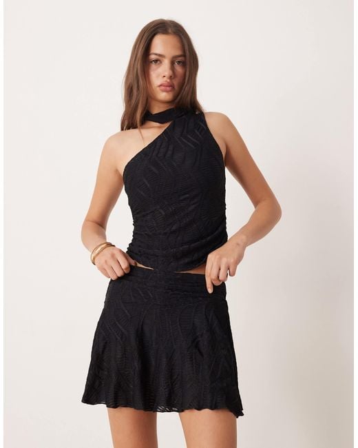 ASOS Black Co-ord Textured Ruched Waist Flippy Mini Skirt