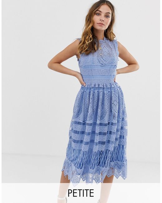 Boohoo Blue Exclusive Crochet Lace Midi Dress