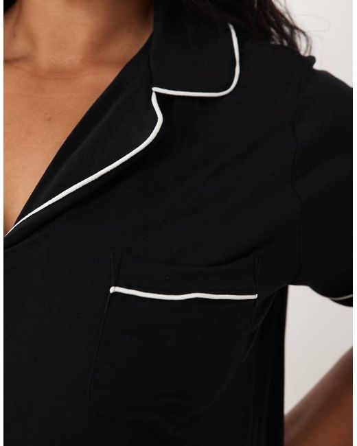 ASOS Black Asos Design Curve Super Soft Short Sleeve Shirt And Shorts Pyjama Set