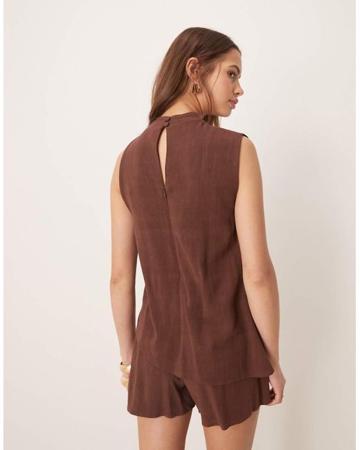 ASOS Playsuit Van Linnenmix Met Strik En Dubbele Laag in het Natural