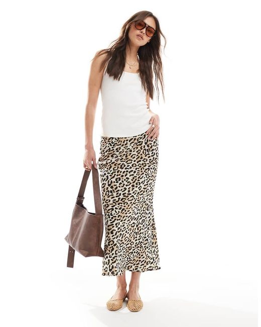 New Look White Bias Midi Skirt