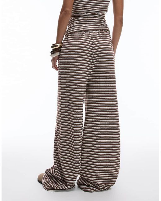 TOPSHOP Brown Low Slung Stripe Trouser