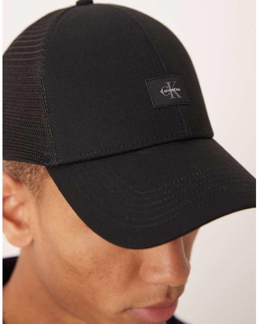 Calvin Klein Black Monologo Patch Cap for men