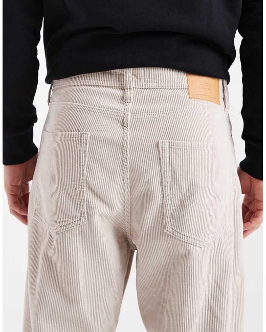 Jack & Jones White Alex baggy Cord Trousers for men