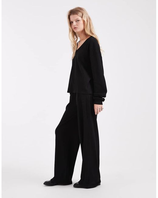 ASOS Black Wide Leg Ribbed jogger Co Ord