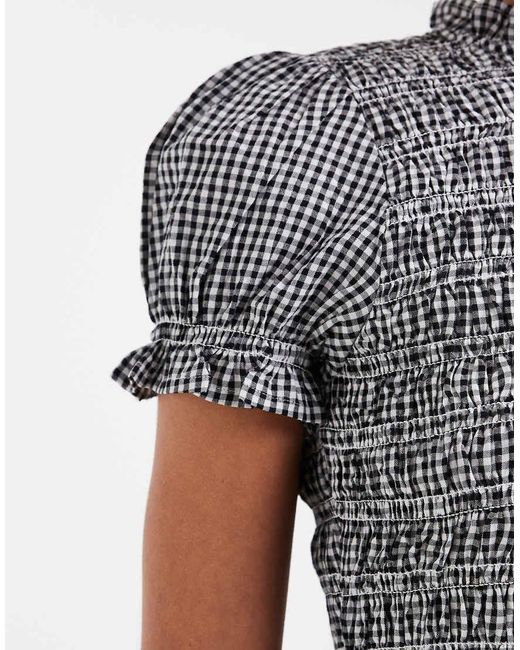ASOS Gray Shirred Ruffle Top