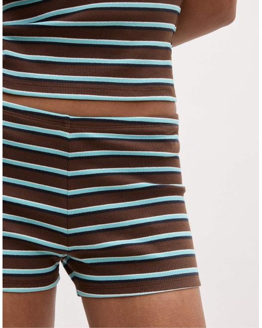 Stradivarius Black Ribbed Striped Micro Shorts