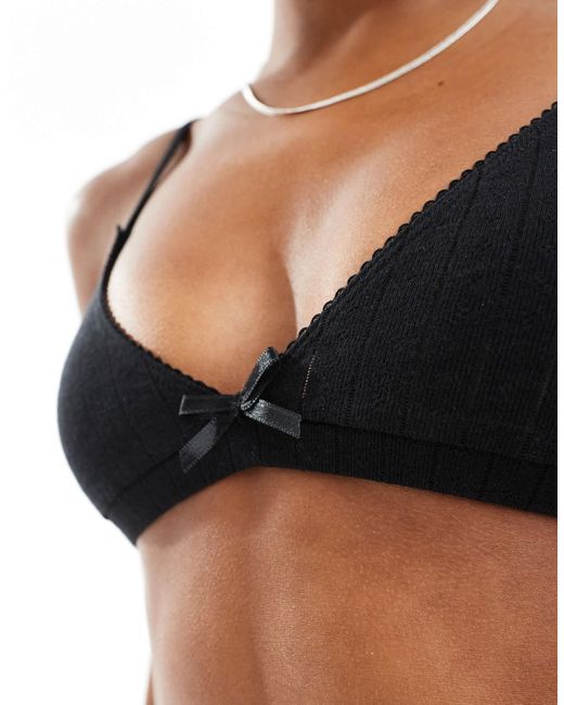 The Frolic Black Exclusive Triangle Pointelle Bra Co-ord