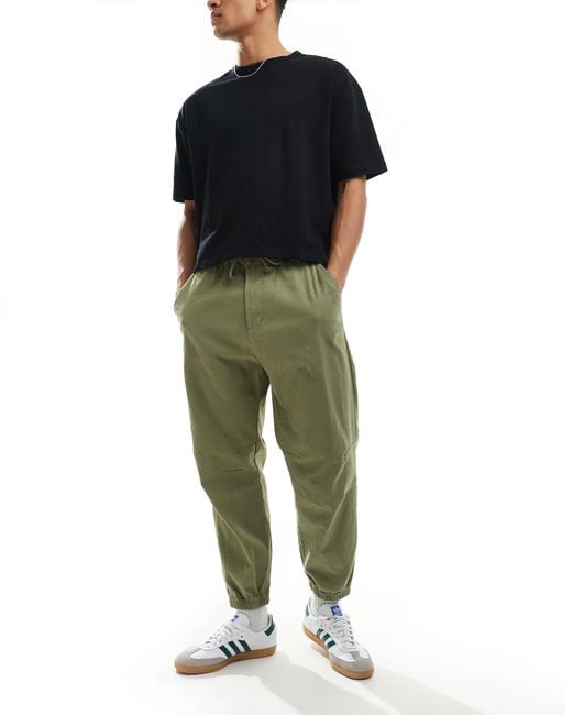 Pull&Bear Green Cuffed Baggy Trousers for men