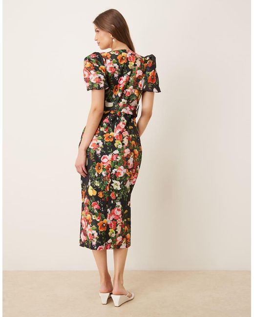 Hope & Ivy Natural Stretch Square Neck Belted Midi Dress