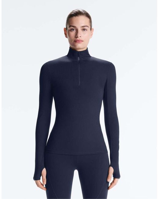 Oysho Blue Thermal Rib Base Layer T-shirt