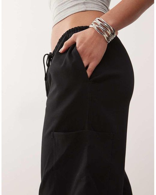 Weekday Black Adisa Wide Leg Cargo Trousers