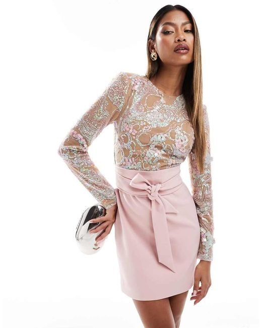 Lavish Alice Pink Embellished Mini Dress
