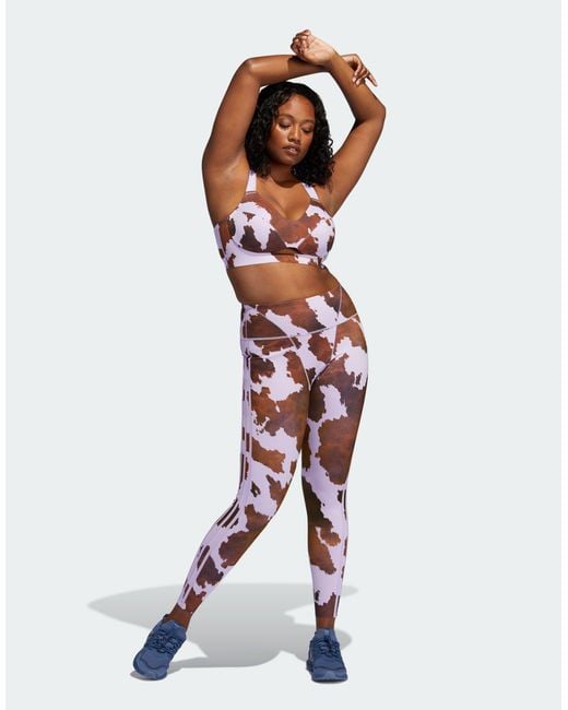 Ivy Park Purple Adidas Originals X All Over Cow Print leggings