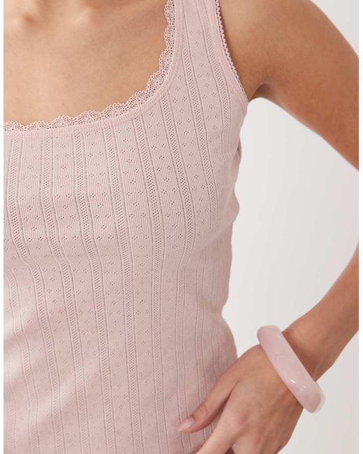 ASOS Pink Pointelle Scoop Neck Vest