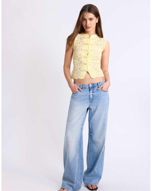 Stradivarius Blue Lace Qipao Top