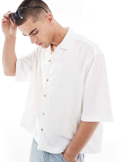 ASOS White Oversized Jersey Textured Shirt for men