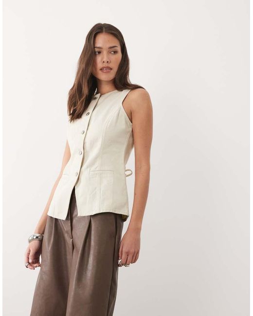 Threadbare Natural Crew Neck Denim Waistcoat