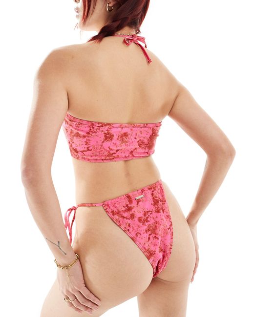 Reclaimed (vintage) Pink – bikinihose mit seitlicher schnürung und print