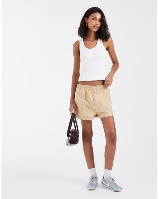 ASOS Natural Techy Side Stripe Short