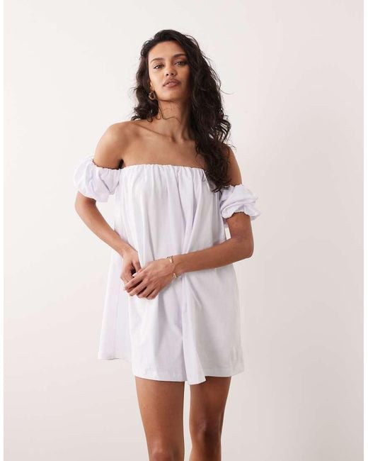 ASOS Pink Off Shoulder Mini Dress