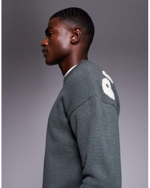Pull oversize ras ASOS pour homme en coloris Blue