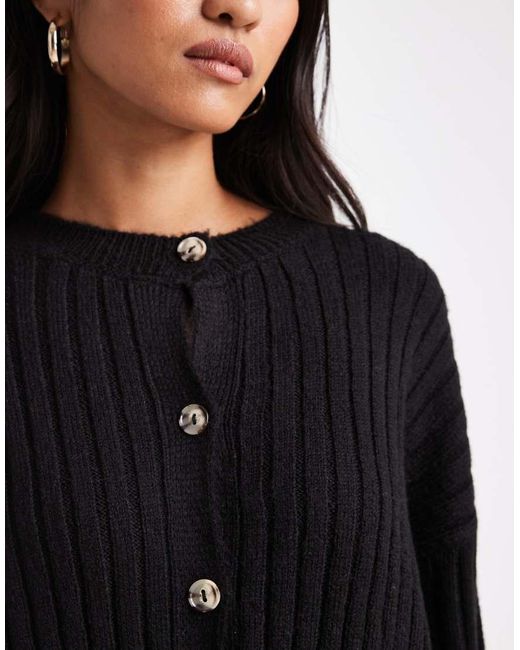 ASOS Black Knitted Cardigan With Turn Up Cuff
