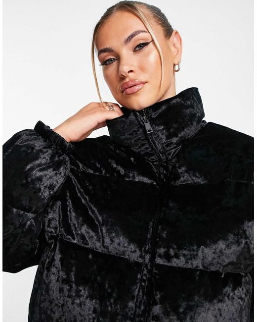 Napapijri Black Belay Velvet Puffer Jacket