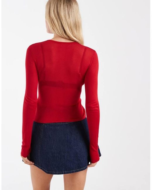 ASOS Red Sheer Second Skin Cardigan