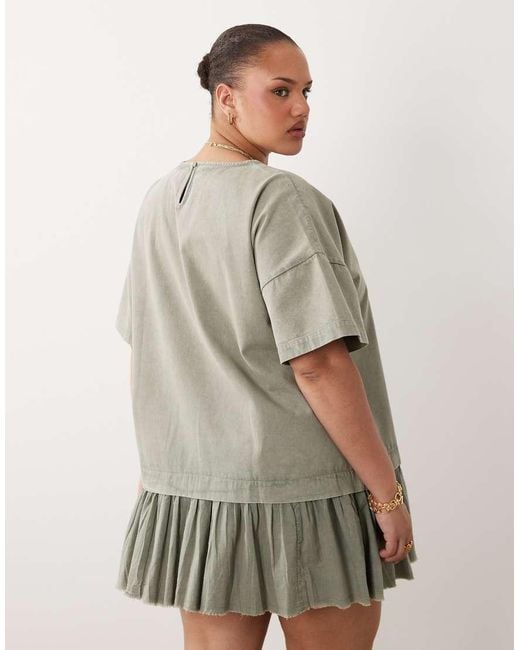 ASOS Gray Asos Design Curve Hybrid T-shirt Mini Dress