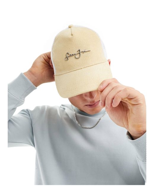 Cappellino - cappellino con visiera beige e bianco con logo di Sean John in White da Uomo