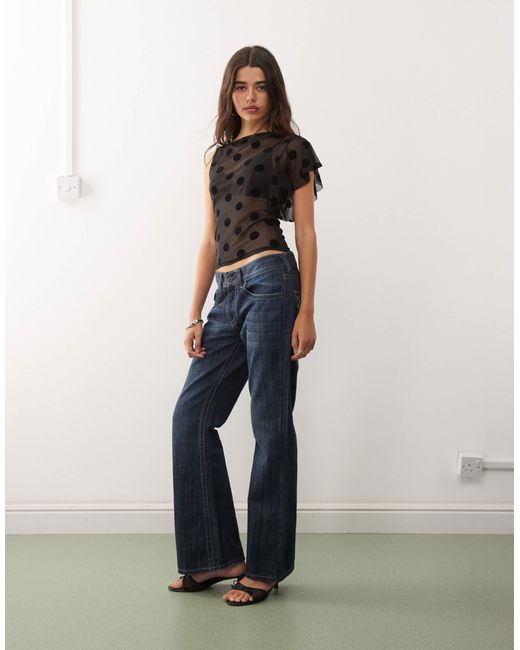 Collusion Black One Sleeve Mesh Top
