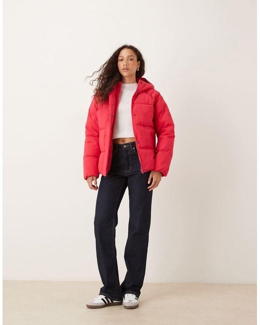 JJXX Red Hooded Puffer Jacket