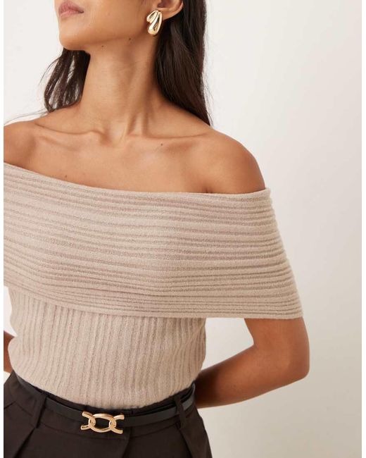 Abercrombie & Fitch Gray Off The Shoulder Foldover Top