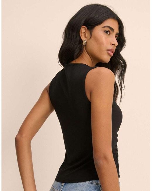 Nobody's Child Black Sleeveless Ruched Top