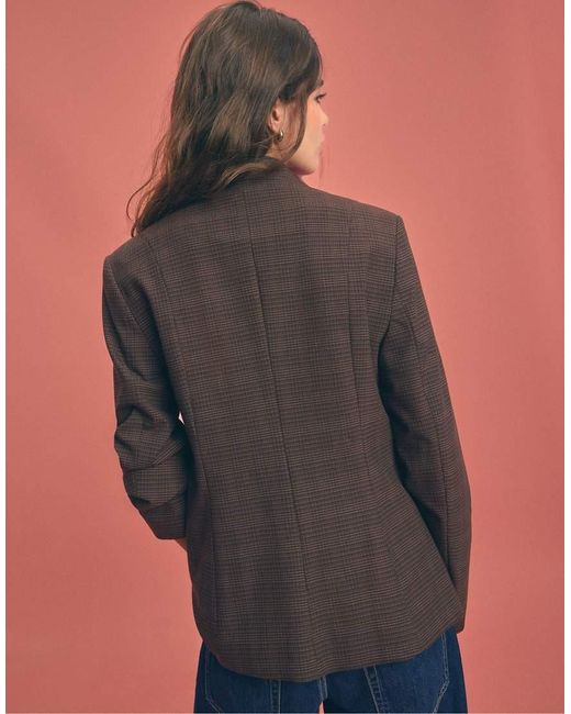 Stradivarius Blue Asymmetric Multi-button Blazer