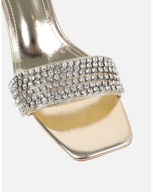SIMMI Natural Zeena Clear Diamante Mules