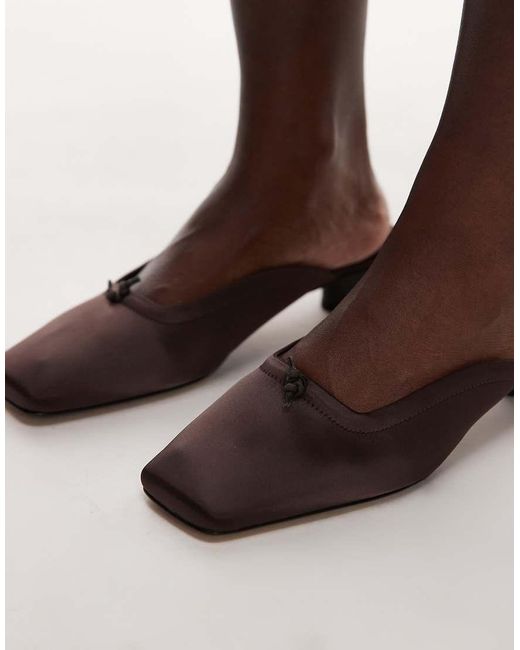 & Other Stories Brown Satin Mule Heeled Pump