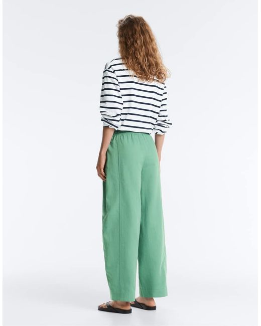 Oysho Green Cotton Blend Balloon Trousers
