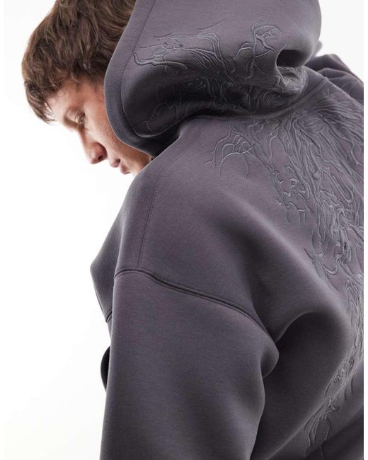 Weekday Gray Simon Scub-style Graphic Zip Through Hoodie for men